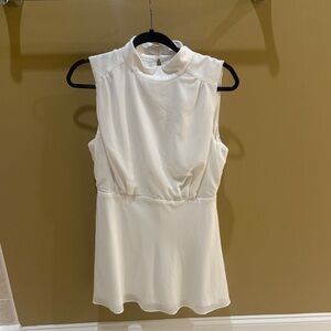 Lulu's Cream Sleeveless High-Neck Mini Dress